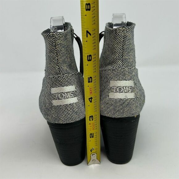 TOMS Women's Majorca Gray Peep Toe Sandal Booties Size 7 Block Heel Zip - Picture 8 of 11